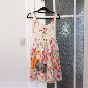 Anthropologie Morning Stroll cat print dress